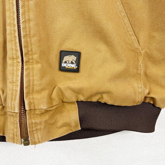Berne Heritage Duck Hooded Active Work Jacket Tan Brown Men’s Large - Picture 2 of 16